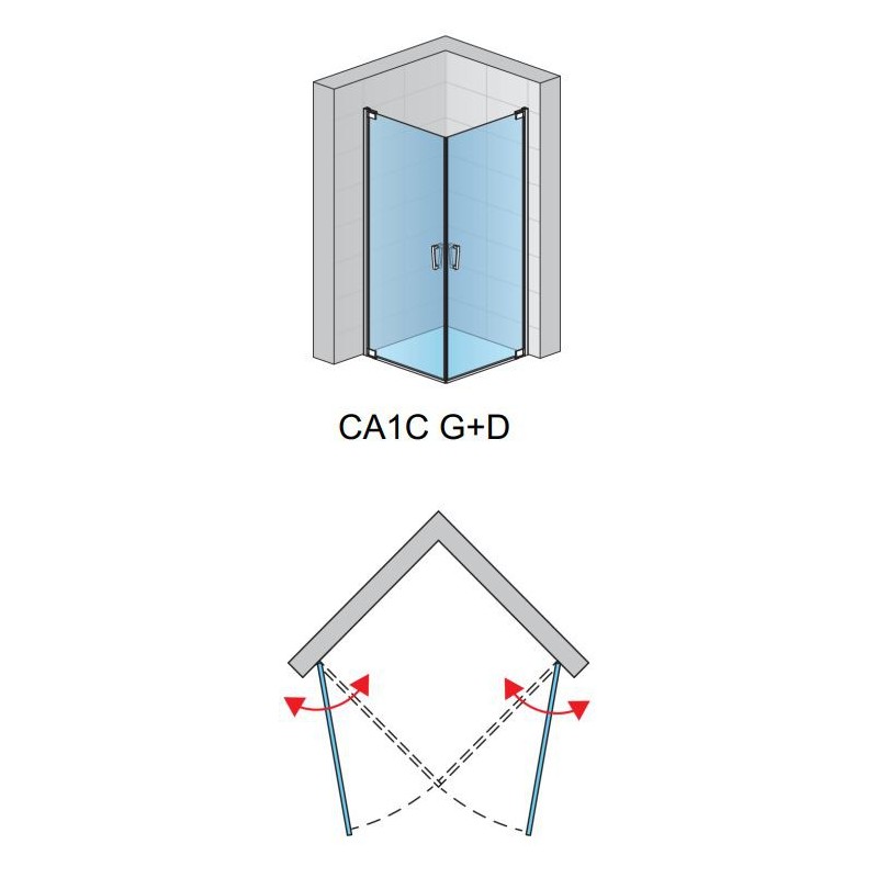 SanSwiss Cadura CA1C G+D Złota Kabina Prysznicowa 90x90 cm Szkło Przezroczyste (CA1CG0901207+CA1CD0901207)