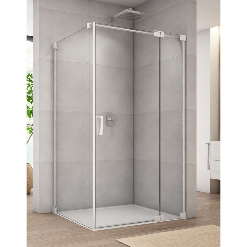 SanSwiss Cadura CA13+CAT1 Kabina Prysznicowa Biała P 75x80 cm Szkło Przezroczyste (CA13D0750907+CAT10800907)