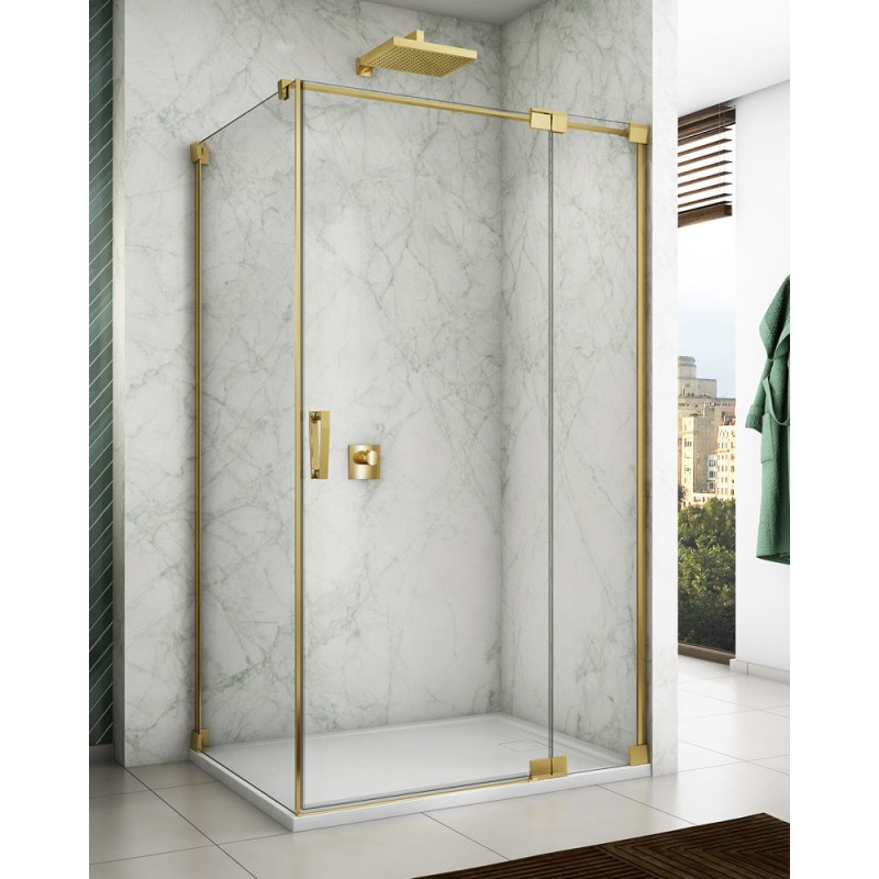 SanSwiss Cadura CA13+CAT1 Kabina Prysznicowa Złota P 75x110 cm Szkło Przezroczyste (CA13D0751207+CAT11101207)