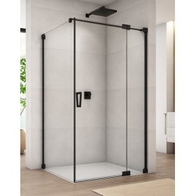 SanSwiss Cadura CA13+CAT1 Kabina Prysznicowa Czarna P 90x75 cm Szkło Przezroczyste (CA13D0900607+CAT10750607)