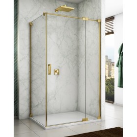 SanSwiss Cadura CA13+CAT1 Kabina Prysznicowa Złota P 100x80 cm Szkło Przezroczyste (CA13D1001207+CAT10801207)