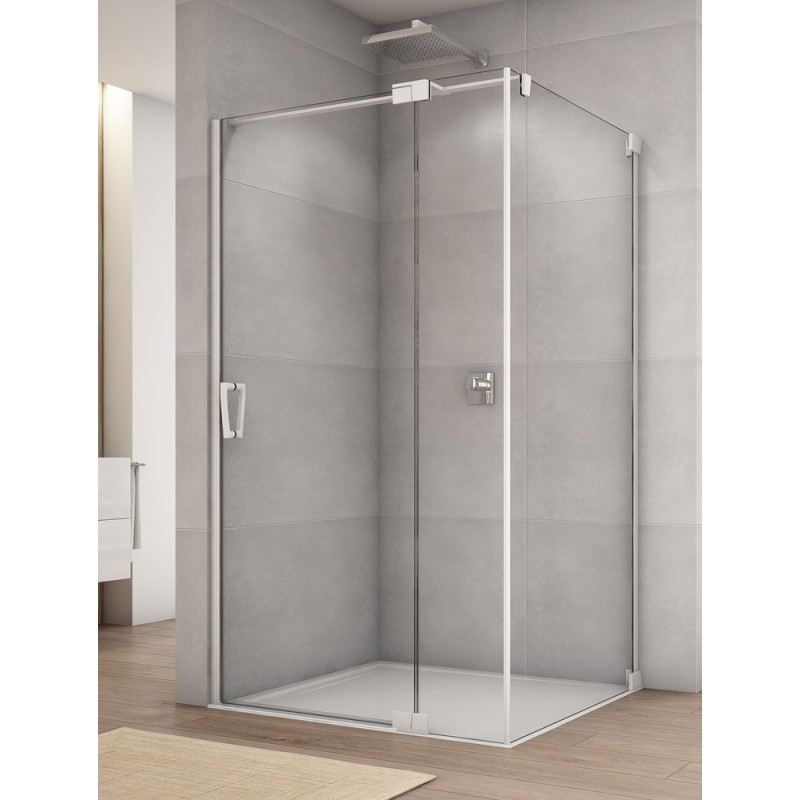 SanSwiss Cadura CA13+CAT3 Kabina Prysznicowa P Biała 100x100 cm Szkło Przezroczyste (CA13D1000907+CAT31000907)