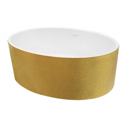 Besco UNIQA Glam Umywalka Złota Nablatowa 32 x 46 z korikiem click-clack biały