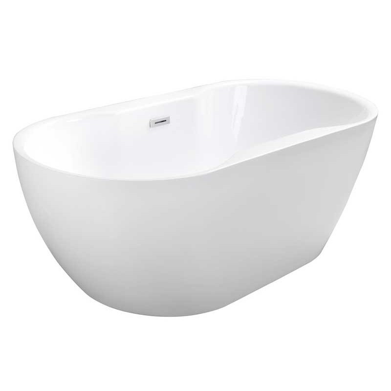 Besco Navia Wanna Wolnostojąca 160x80 + maskownica syfonu z przelewem czarna