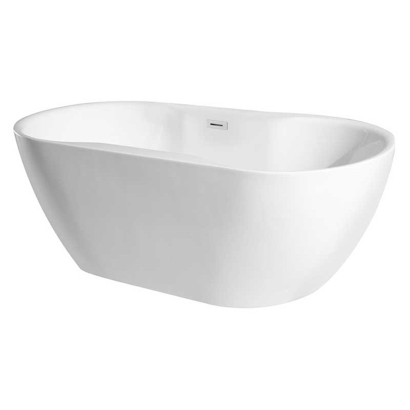 Besco Navia Wanna Wolnostojąca 160x80 + maskownica syfonu z przelewem czarna