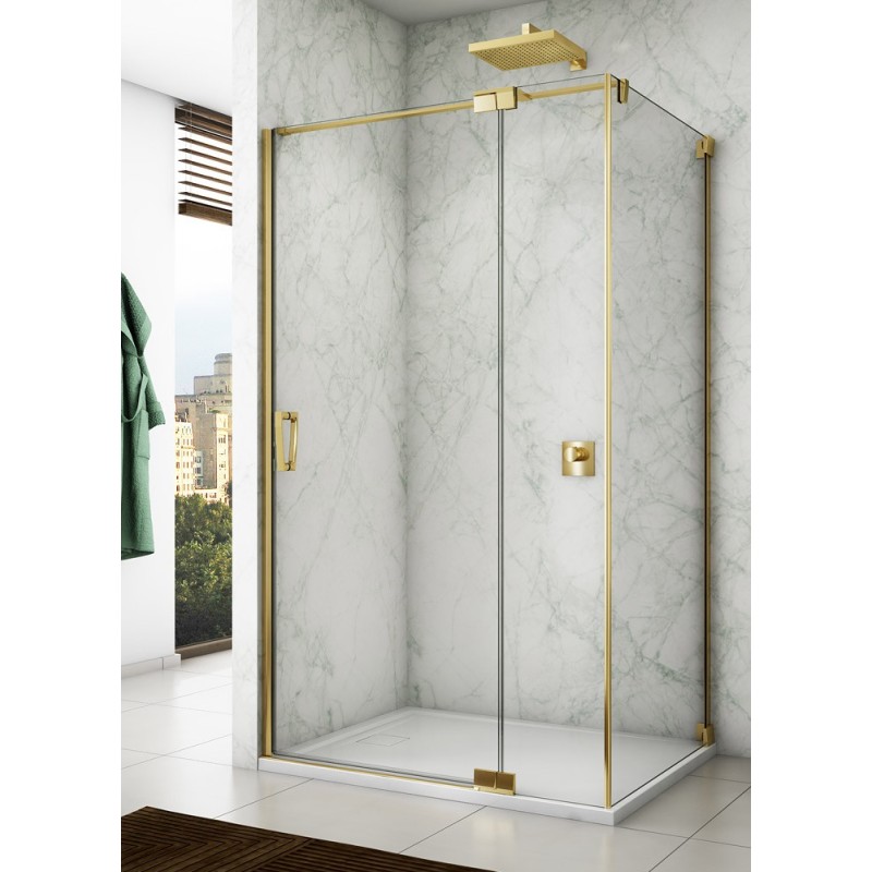 SanSwiss Cadura CA13+CAT3 Kabina Prysznicowa P Złota 120x120 cm Szkło Przezroczyste (CA13D1201207+CAT31201207)