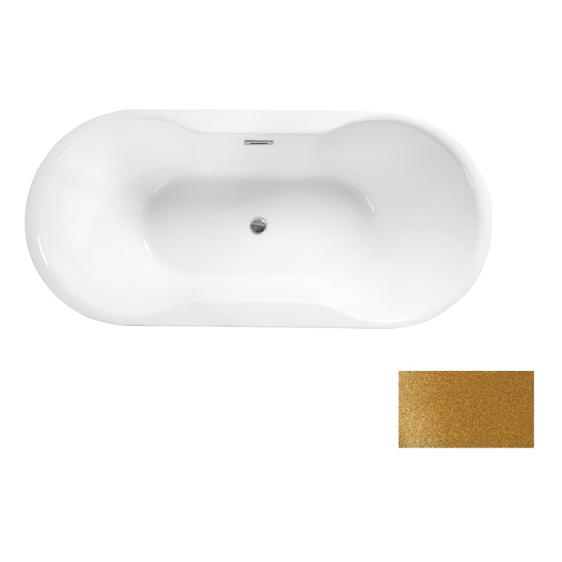 Besco Navia Glam Wanna Wolnostojąca 160x80 Złota + maskownica syfonu z przelewem biała