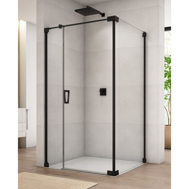 SanSwiss Cadura CA31C+CAT2 Kabina Prysznicowa Czarna P 80x70 cm Szkło Przezroczyste (CA31CD0800607+CAT20700607)