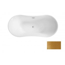 Besco Amber Glam Złota Wanna Wolnostojąca 170x80 + maskownica syfonu z przelewem biała