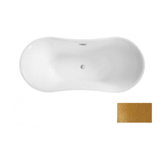 Besco Amber Glam Złota Wanna Wolnostojąca 170x80 + maskownica syfonu z przelewem biała