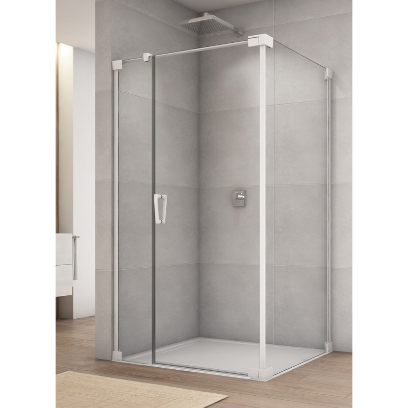 SanSwiss Cadura CA31C+CAT2 Kabina Prysznicowa Biała P 100x80 cm Szkło Przezroczyste (CA31CD1000907+CAT20800907)