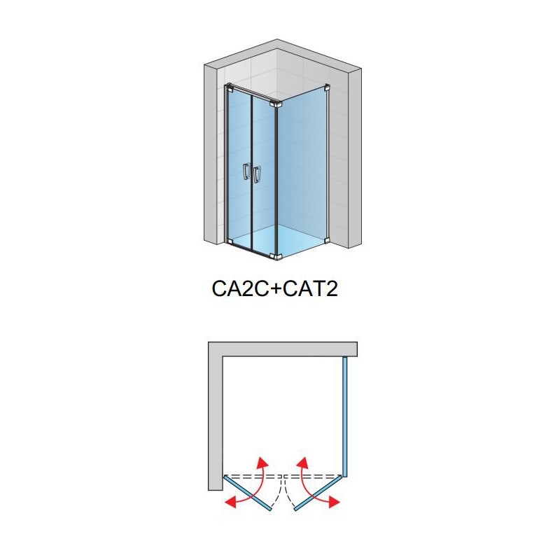 SanSwiss Cadura CA2C+CAT2 Kabina Prysznicowa Biała 2D 75x75 cm Szkło Przezroczyste (CA2C0750907+CAT20751207)