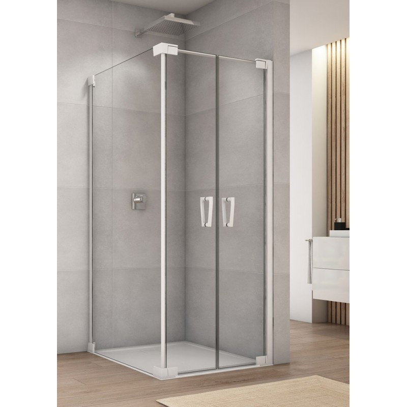 SanSwiss Cadura CA2C+CAT2 Kabina Prysznicowa Biała 2D 75x75 cm Szkło Przezroczyste (CA2C0750907+CAT20751207)