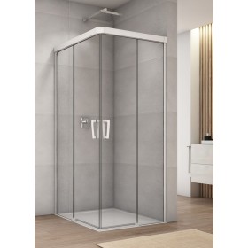 SanSwiss Cadura CAE2 G+D Kabina Prysznicowa Biała 2D 70x70 cm Szkło Przezroczyste (CAE2G0700907+CAE2D0700907)