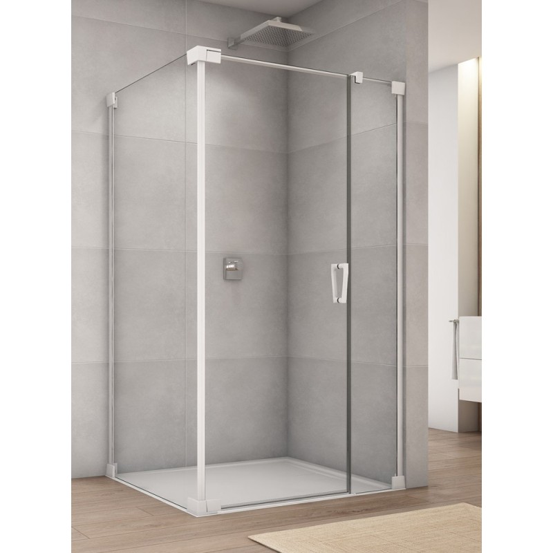 SanSwiss Cadura CA31C+CAT2 Kabina Prysznicowa Biała L 80x80 cm Szkło Przezroczyste (CA31CG0800907+CAT20800907)