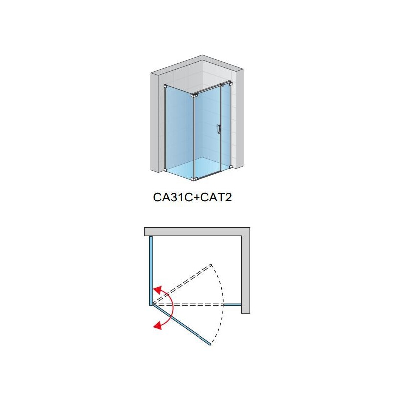 SanSwiss Cadura CA31C+CAT2 Kabina Prysznicowa Biała L 80x80 cm Szkło Przezroczyste (CA31CG0800907+CAT20800907)