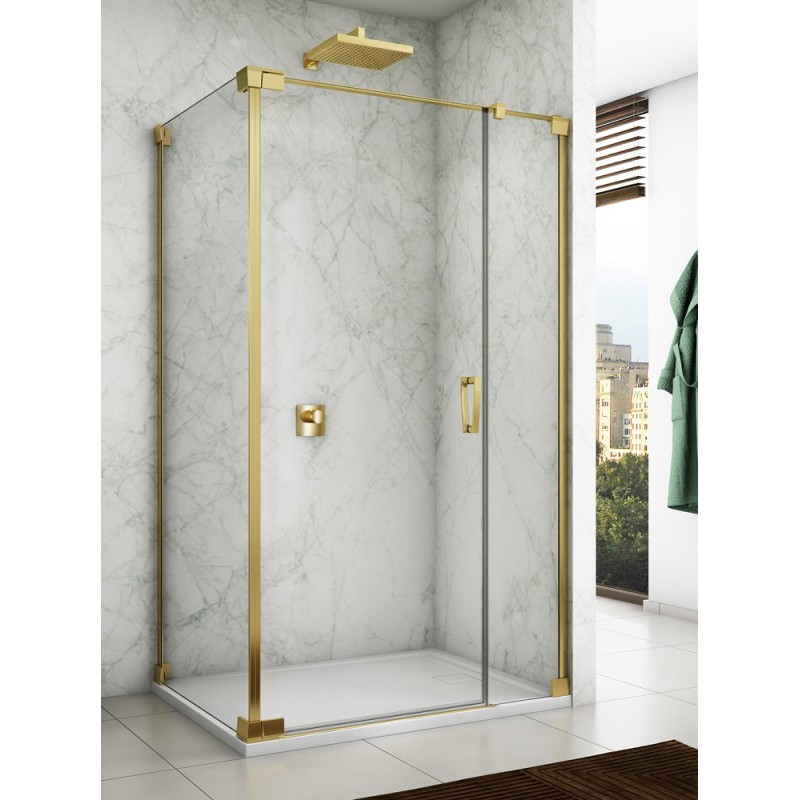 SanSwiss Cadura CA31C+CAT2 Kabina Prysznicowa Złota L 80x80 cm Szkło Przezroczyste (CA31CG0801207+CAT20801207)