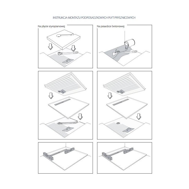 Wiper Showerbase 120x90 cm Podposadzkowa płyta prysznicowa z odpływem punktowym  (SHO-120x90P)