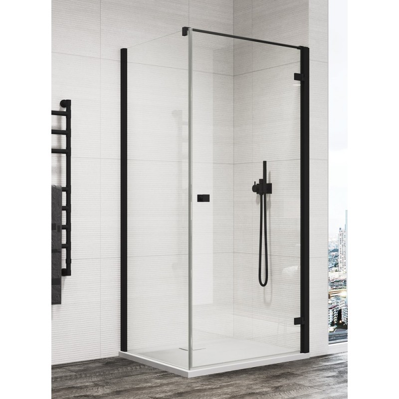SanSwiss Annea AN1C+ANT1 Kabina Prysznicowa Prawa Czarna 100x100x200 cm Szkło Przezroczyste (AN1CD10000607+ANT110000607)