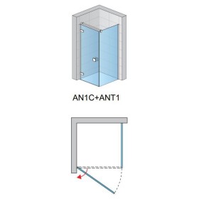 SanSwiss Annea AN1C+ANT1 Kabina Prysznicowa Lewa Czarna 80x80x200 cm Szkło Przezroczyste (AN1CG08000607+ANT108000607)