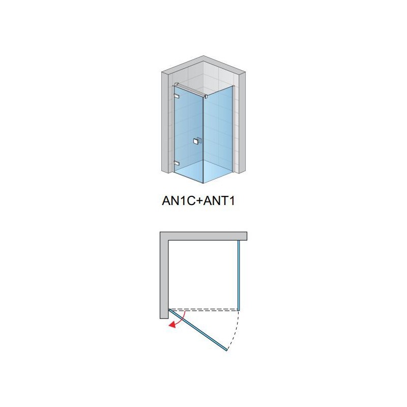 SanSwiss Annea AN1C+ANT1 Kabina Prysznicowa Lewa Czarna 90x100x200 cm Szkło Przezroczyste (AN1CG09000607+ANT110000607)