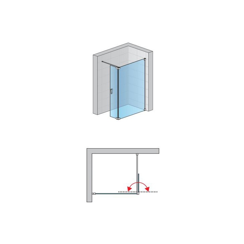 SanSwiss Cadura CADUO Walk-In Ścianka Wolnostojąca Dwuczęściowa Czarna P 100 cm Szkło Przezroczyste (CADUOD1000607)