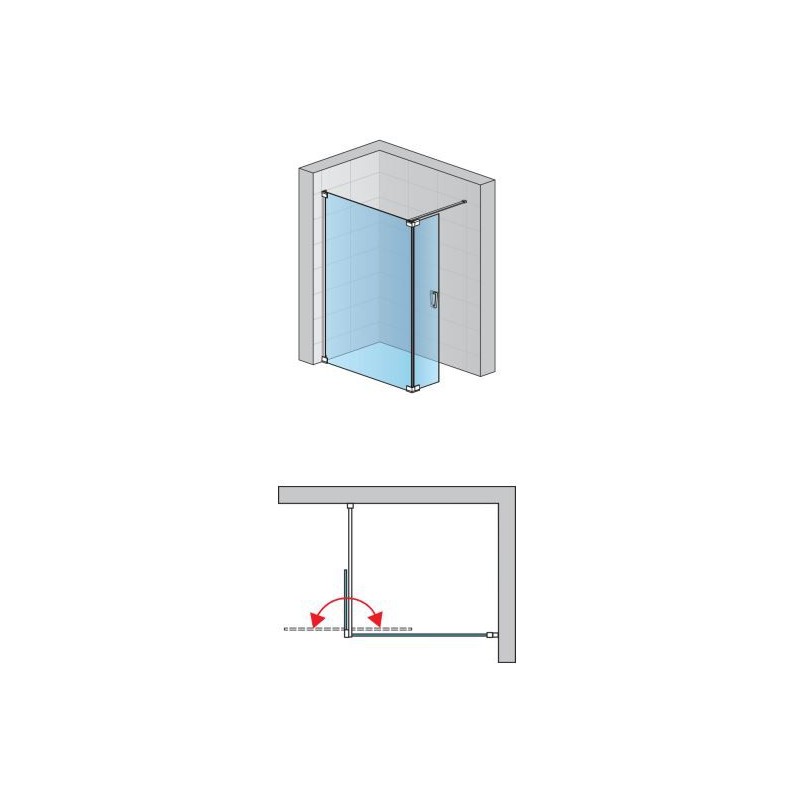 SanSwiss Cadura CADUO Walk-In Ścianka Wolnostojąca Dwuczęściowa Chrom L 140 cm Szkło Przezroczyste (CADUOG1405007)