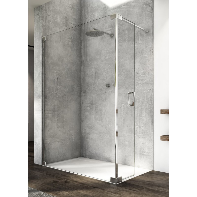 SanSwiss Cadura CADUO Walk-In Ścianka Wolnostojąca Dwuczęściowa Chrom L 140 cm Szkło Przezroczyste (CADUOG1405007)