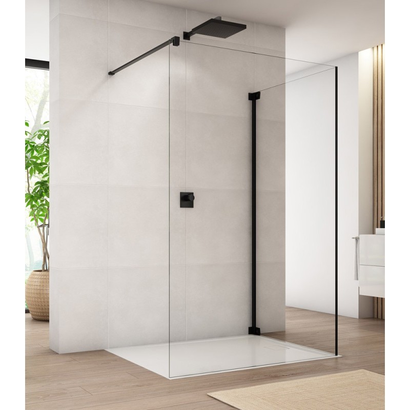 SanSwiss Cadura CAT4+CAT3 Walk-In Black Kabina 100x80 cm Szkło Przezroczyste (CAT41000607+CAT30800607)