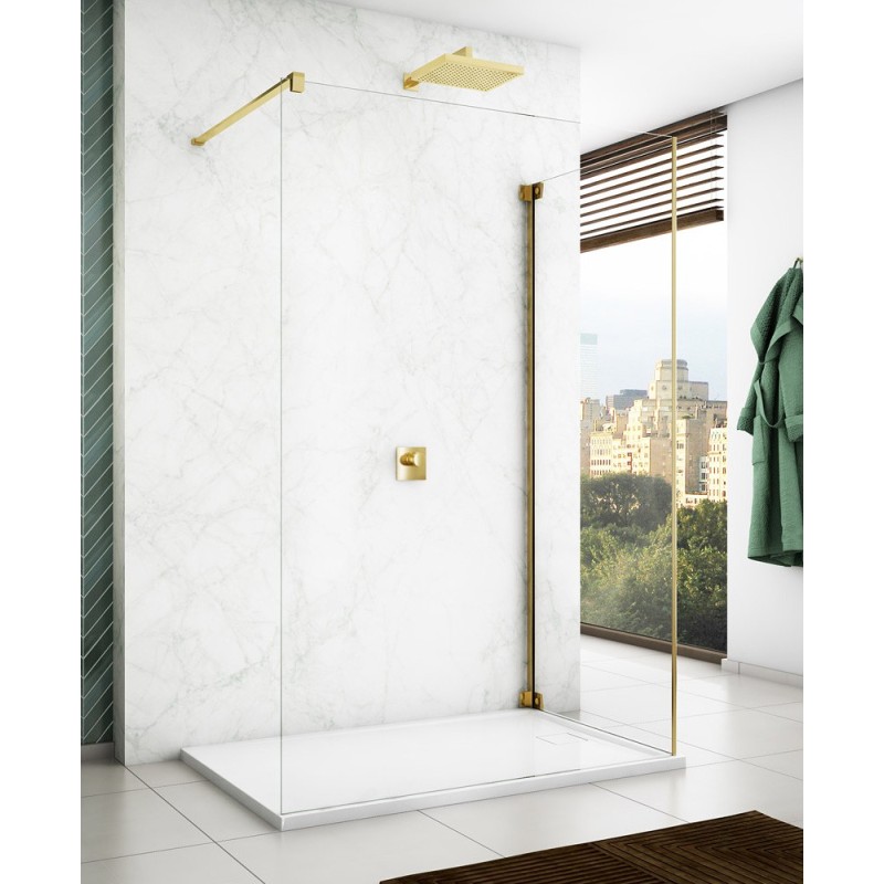 SanSwiss Cadura CAT4+CAT3 Walk-In Złota Kabina 110x120 cm Szkło Przezroczyste (CAT41101207+CAT31201207)