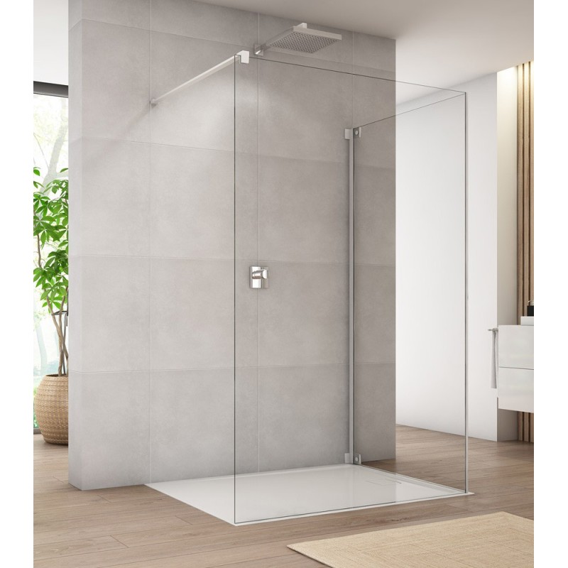 SanSwiss Cadura CAT4+CAT3 Walk-In Biała Kabina 140x110 cm Szkło Przezroczyste (CAT41400907+CAT31100907)