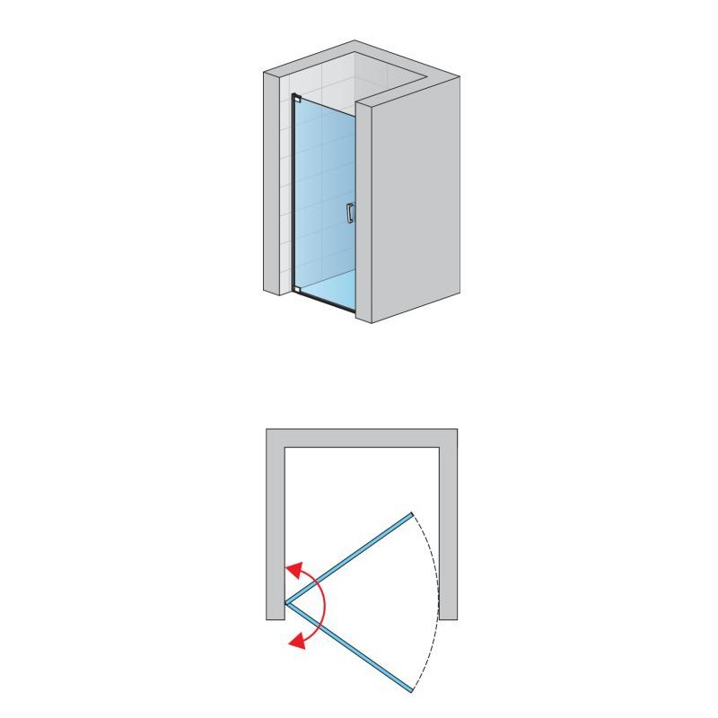 SanSwiss Cadura CA1 Drzwi Prysznicowe do 100x200 cm L NA WYMIAR Czarne Szkło Przezroczyste (CA1GSM10607)