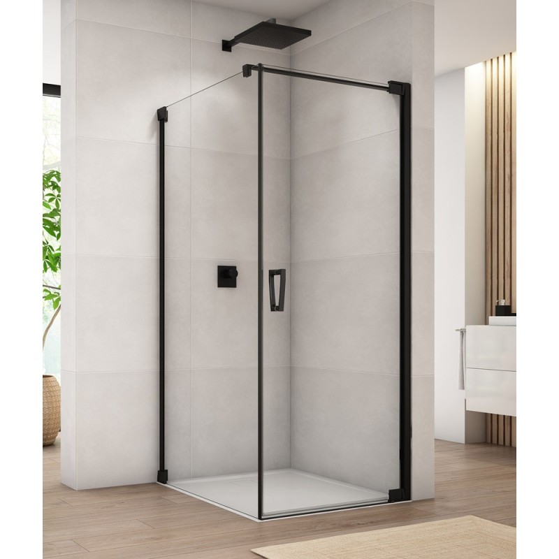 SanSwiss Cadura CA1+CAT1 Kabina Prysznicowa P Czarna NA WYMIAR (do 100 cm)x80 cm Szkło Przezroczyste (CA1DSM10607+CAT10800607)