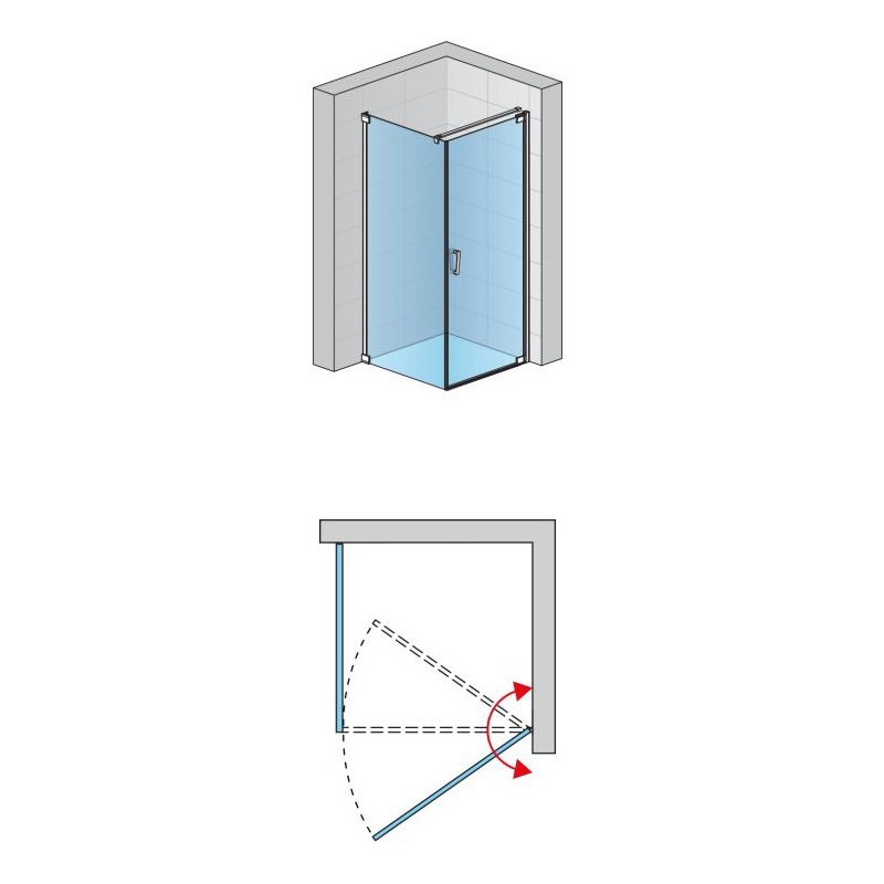 SanSwiss Cadura CA1+CAT1 Kabina Prysznicowa P Chrom NA WYMIAR (do 100 cm)x120 cm Szkło Przezroczyste (CA1DSM15007+CAT11205007)