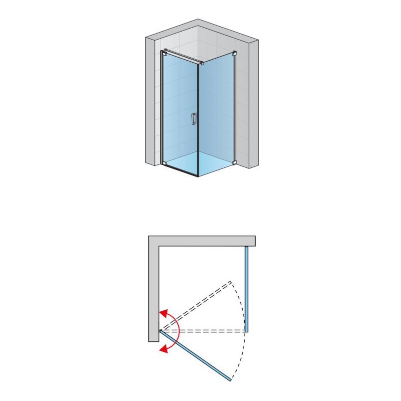 SanSwiss Cadura CA1+CAT1 Kabina Prysznicowa L Chrom NA WYMIAR (do 100 cm)x75 Szkło Przezroczyste (CA1GSM15007+CAT10755007)