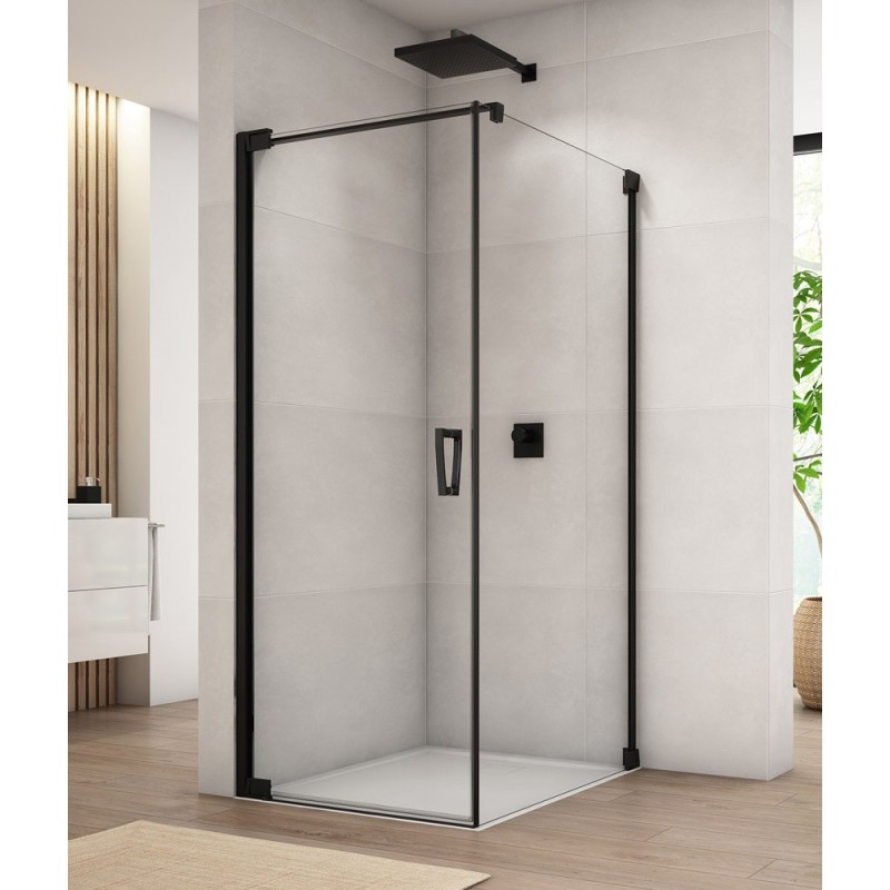 SanSwiss Cadura CA1+CAT1 Kabina Prysznicowa L Czarna NA WYMIAR (do 100 cm)x90 cm Szkło Przezroczyste (CA1GSM10607+CAT10900607)