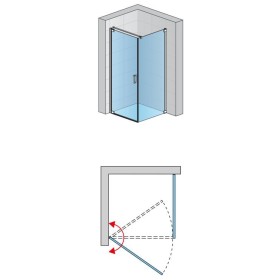 SanSwiss Cadura CA1+CAT1 Kabina Prysznicowa L Czarna NA WYMIAR (do 100 cm)x100 cm Szkło Przezroczyste (CA1GSM10607+CAT11000607)