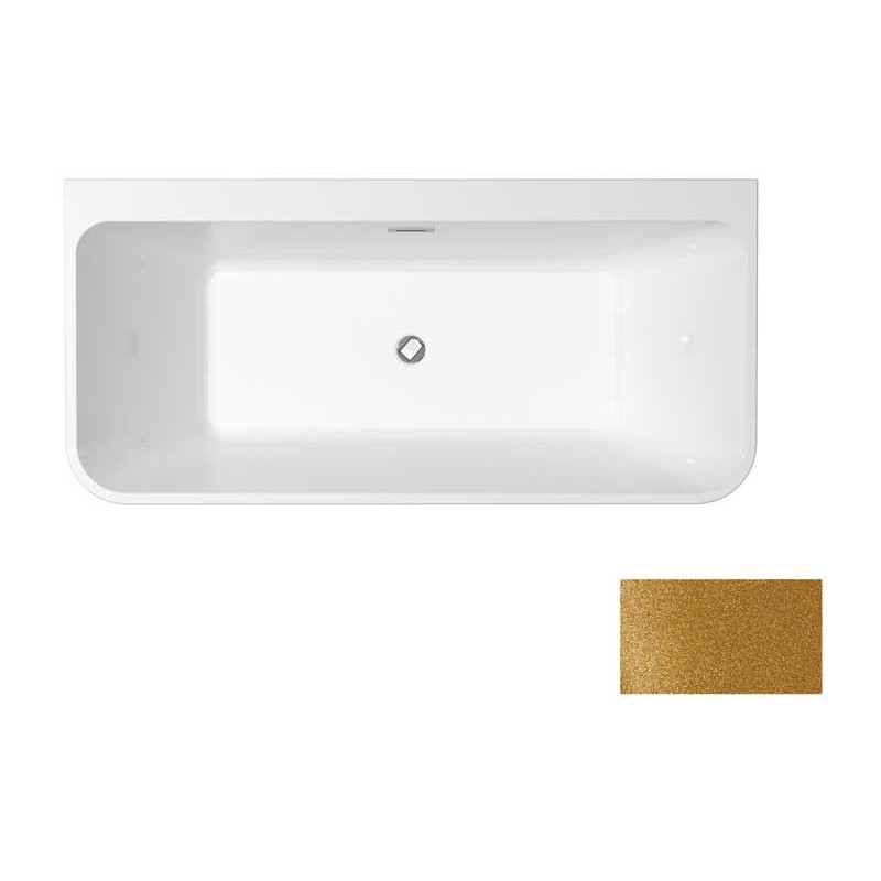 Besco Varya Glam Wanna Wolnostojąca Przyścienna Złota + syfon z przelewem chrom 150x75