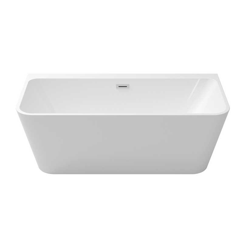 Besco Varya Glam Wanna Wolnostojąca Przyścienna Srebrna + maskownica syfonu z przelewem złota 150x75