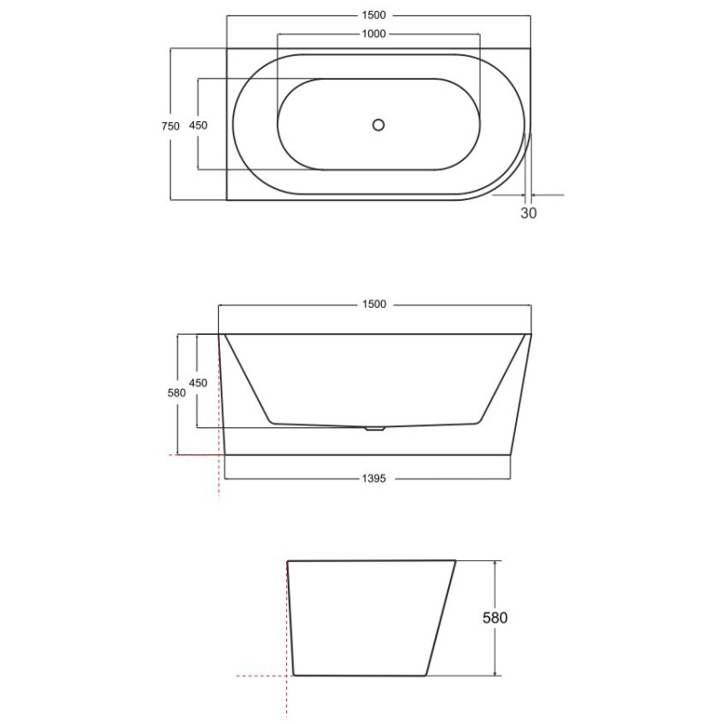 Besco Zoya Glam Wanna Wolnostojąca Przyścienna Złota + maskownica syfonu z przelewem złota 150x75 Lewa