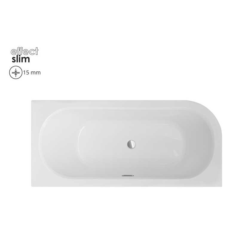 Besco Avita Slim+ Wanna Asymetryczna Prawa 150x75 + syfon z przelewem złotym