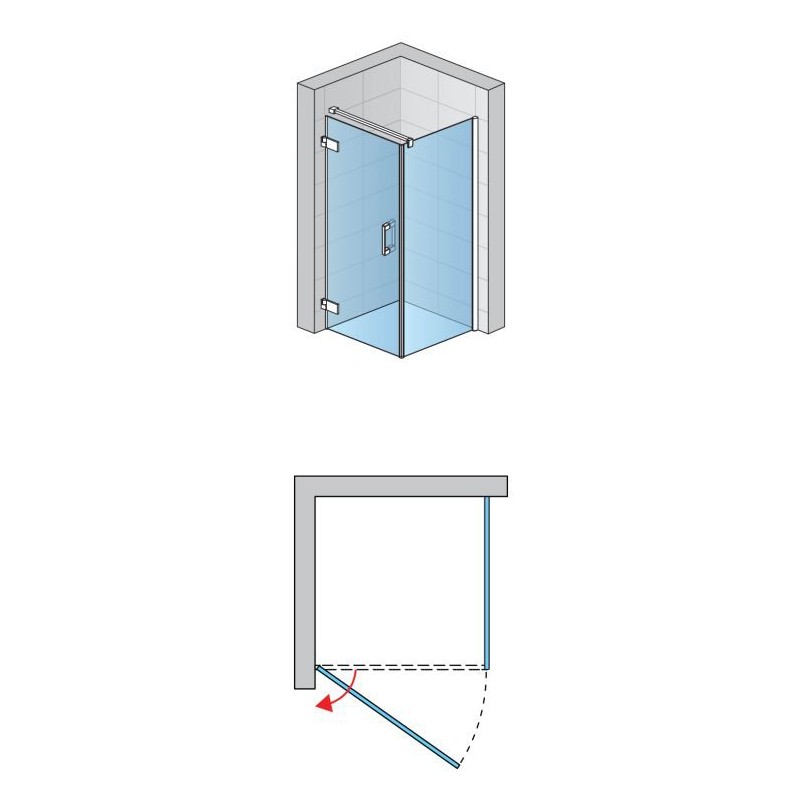 SanSwiss Pur PUR1+PUDT2P Kabina Prysznicowa Lewa do 100x90 cm Szkło Przezroczyste (PUR1GSM11007+ PUDT2P0901007)