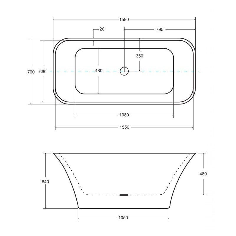 Besco Assos B&W Wanna Owalna Wolnostojąca 160x70 + klik-klak czarny (WMD-160-AWB)