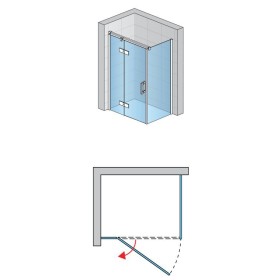 SanSwiss Pur PU13P+PUDT2P Kabina Prysznicowa Lewa ze ścianką 140x90 cm Szkło Przezroczyste (PU13PG1401007+ PUDT2P0901007)