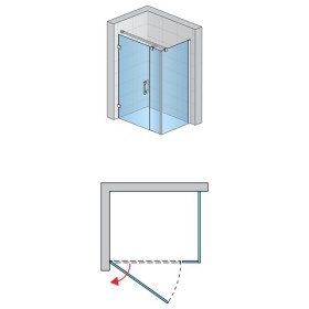 SanSwiss Pur PU31P+PUDT3P Kabina Prysznicowa Lewa ze ścianką 90x70 cm Szkło Przezroczyste (PU31PG0901007+ PUDT3P0701007)