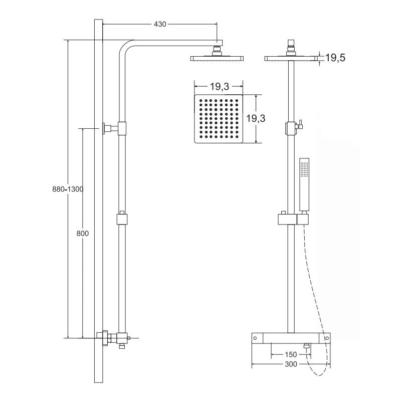 Besco Modern/Varium Zestaw Prysznicowy Termostatyczny Chrom