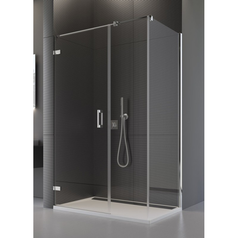 SanSwiss Pur PU31P+PUDT3P Kabina Prysznicowa Lewa ze ścianką 120x80 cm Szkło Przezroczyste (PU31PG1201007+ PUDT3P0801007)