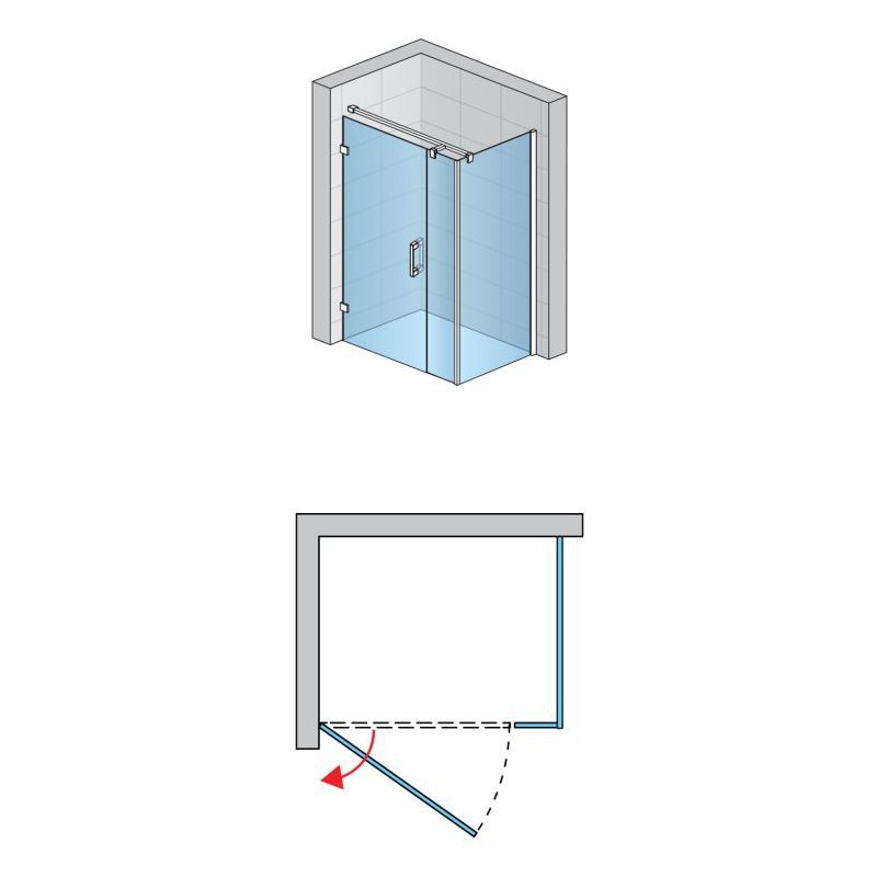 SanSwiss Pur PU31P+PUDT3P Kabina Prysznicowa Lewa ze ścianką 140x80 cm Szkło Przezroczyste (PU31PG1401007+ PUDT3P0801007)