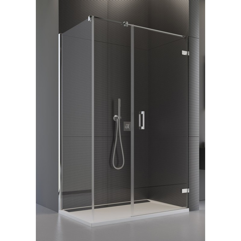 SanSwiss Pur PU31P+PUDT3P Kabina Prysznicowa Prawa ze ścianką 120x100 cm Szkło Przezroczyste (PU31PD1201007+ PUDT3P1001007)