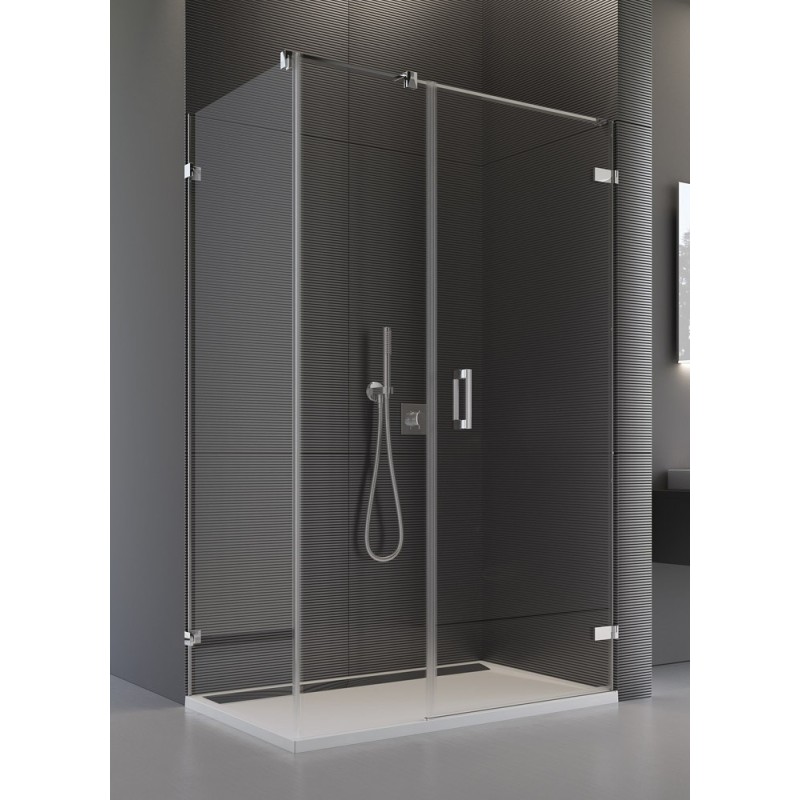 SanSwiss Pur PU31+PUDT3P Kabina Prysznicowa Prawa ze ścianką NA WYMIAR 160x160 cm Szkło Przezroczyste (PU31DSM41007 + PURDT3SM41